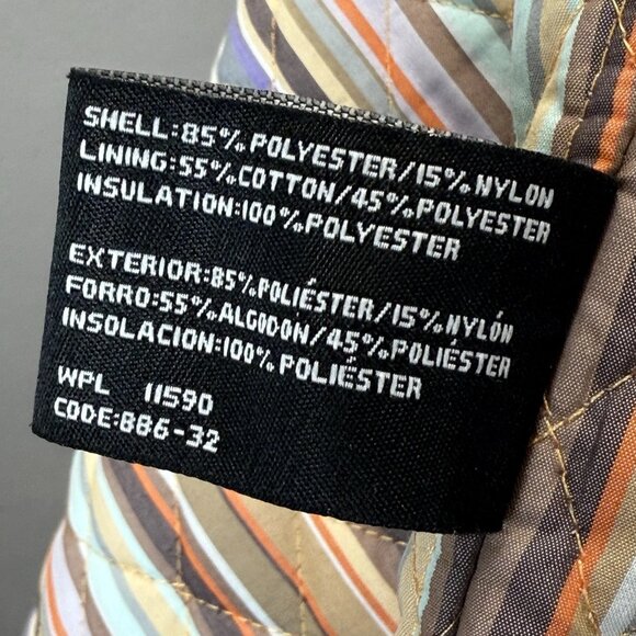 Weatherproof Quilted Jacket Womens Sz L Peach Orange Full Zip Lined Striped Cuff - Picture 10 of 10